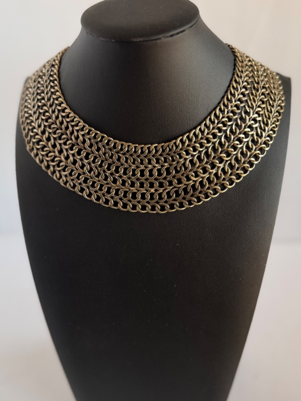 Vintage Mexican Alpaca Silver Mesh Design Collar Necklace